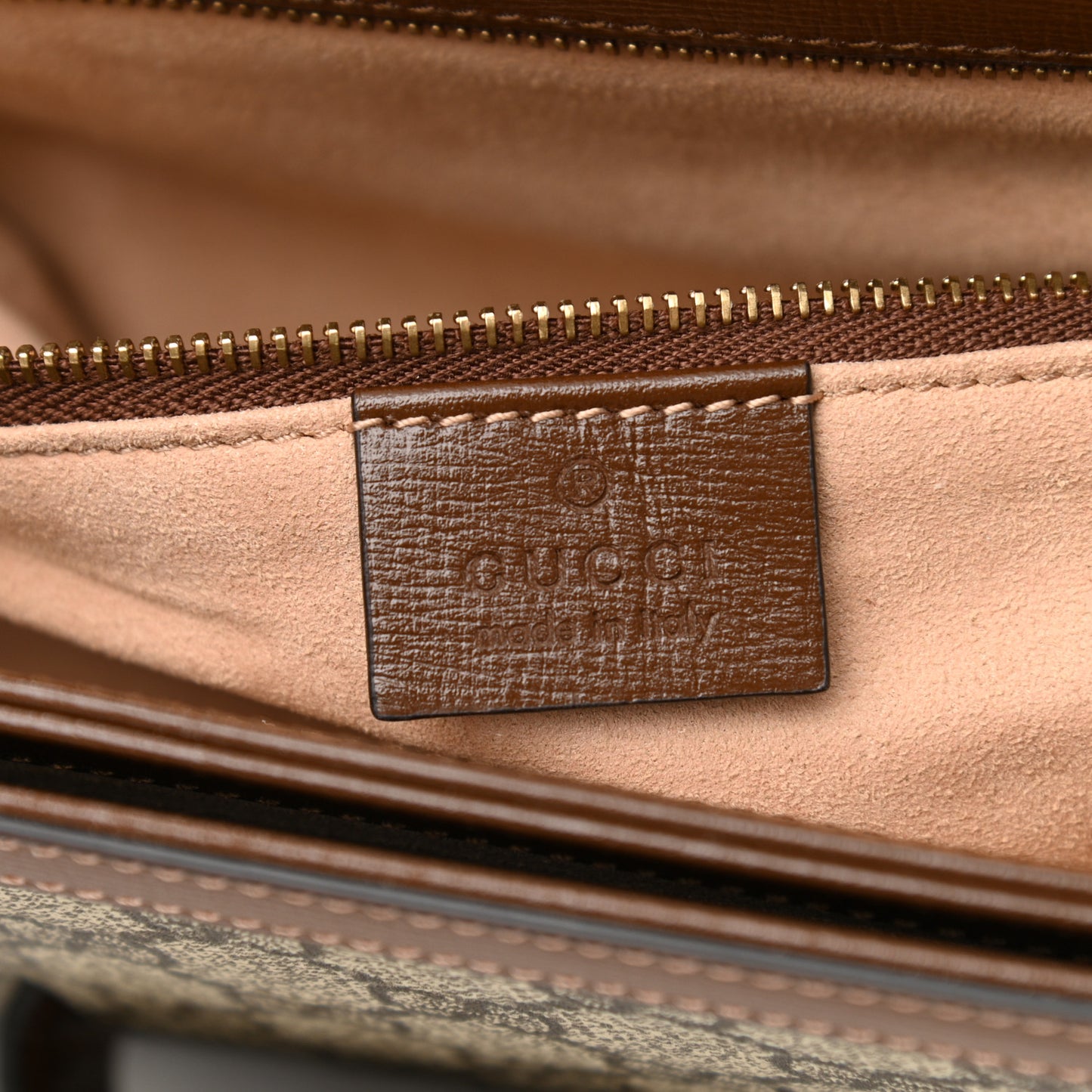 GG Supreme Monogram Horsebit 1955 Shoulder Bag Beige Brown Sugar