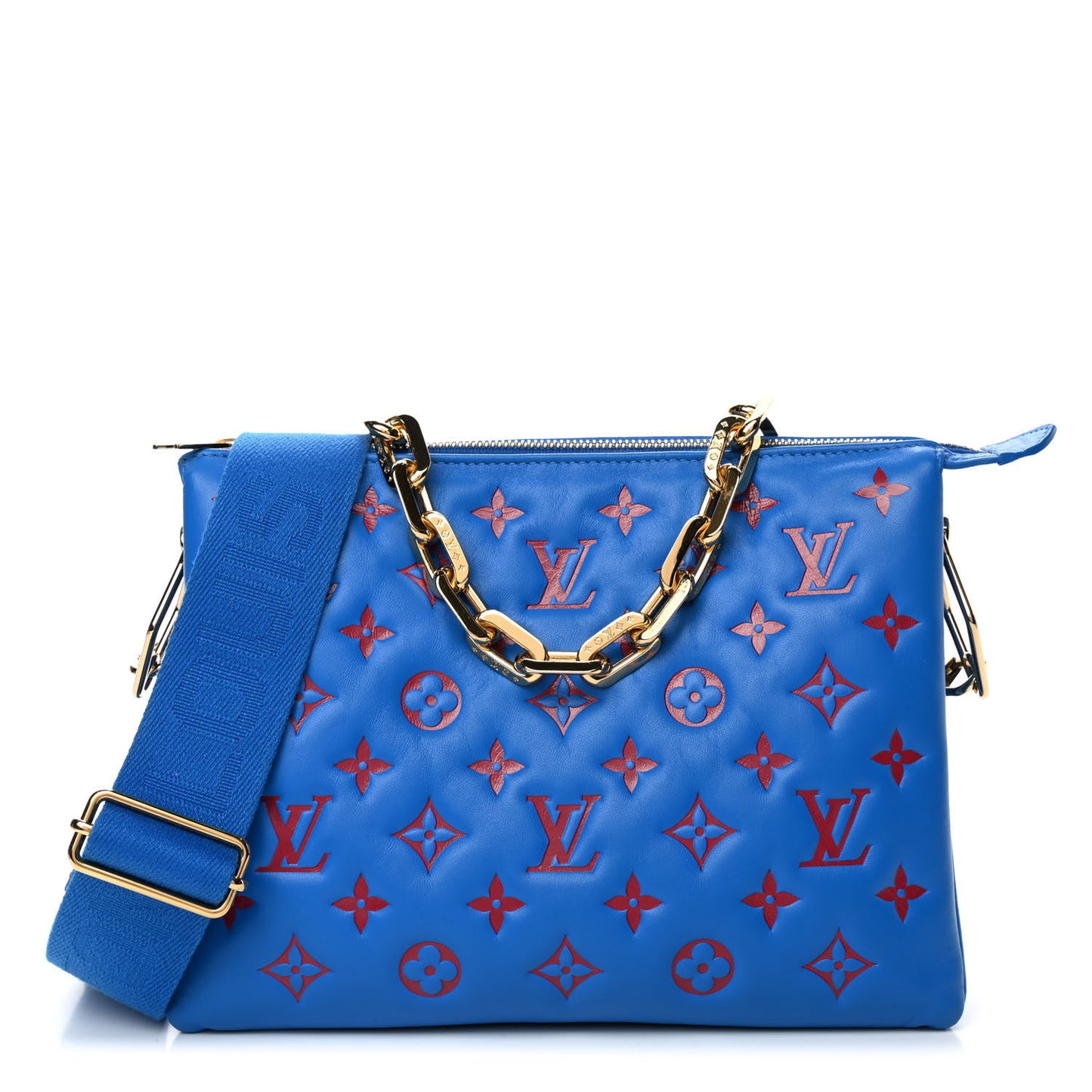 Lambskin Embossed Monogram Vuittamins Coussin PM Blue Red