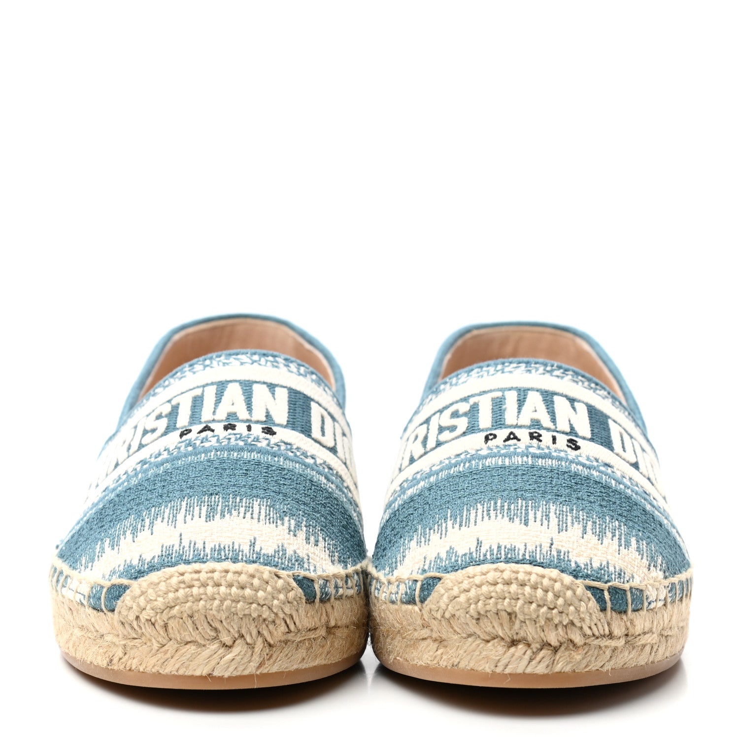 Christian Dior Cotton D-Stripes Embroidered Granville 15mm Espadrilles 37.5 Deep Ocean 2 of 8