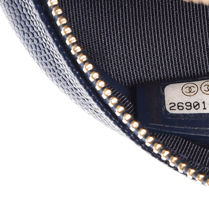 Chanel Caviar Quilted Round Clutch With Chain Navy 7 of 8