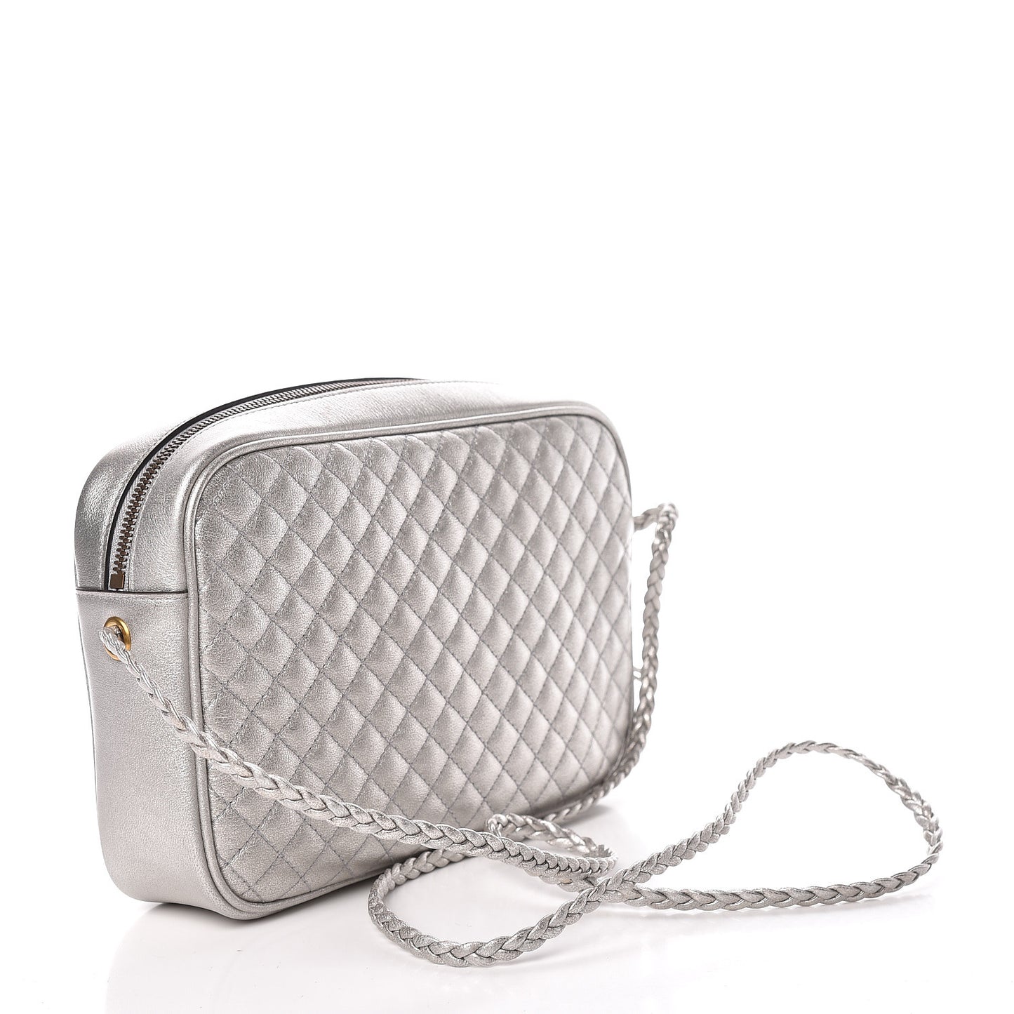 Laminated Nappa Web Trapuntata Small GG Shoulder Bag Argento