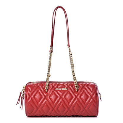 Miu Miu Soft Calf Quilted Cylinder Shoulder Bag Fuoco 1 of 10