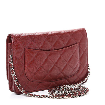 Chanel Caviar Quilted Wallet On Chain WOC Dark Red 2 of 12