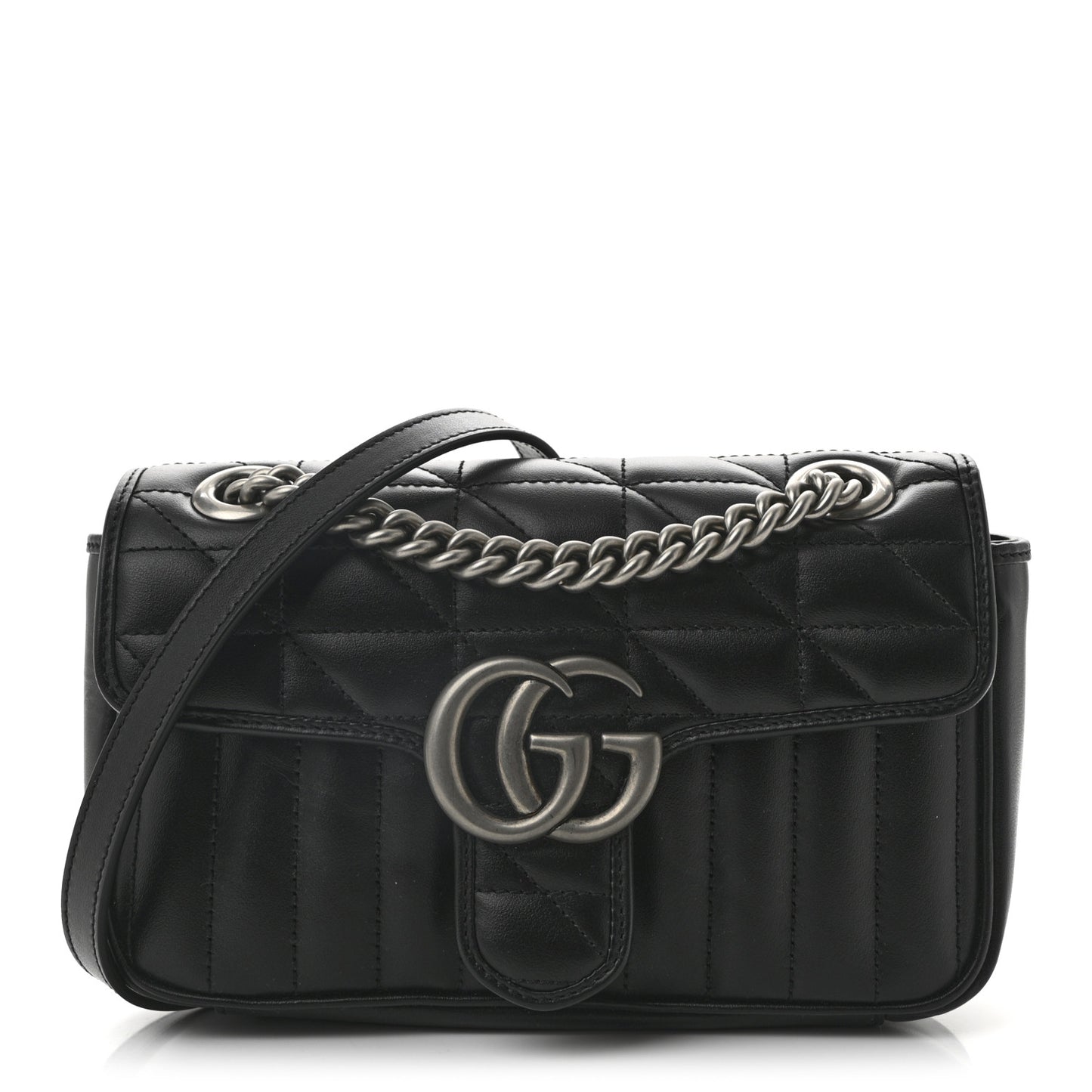 Calfskin Matelasse Aria Mini GG Marmont Shoulder Bag Black