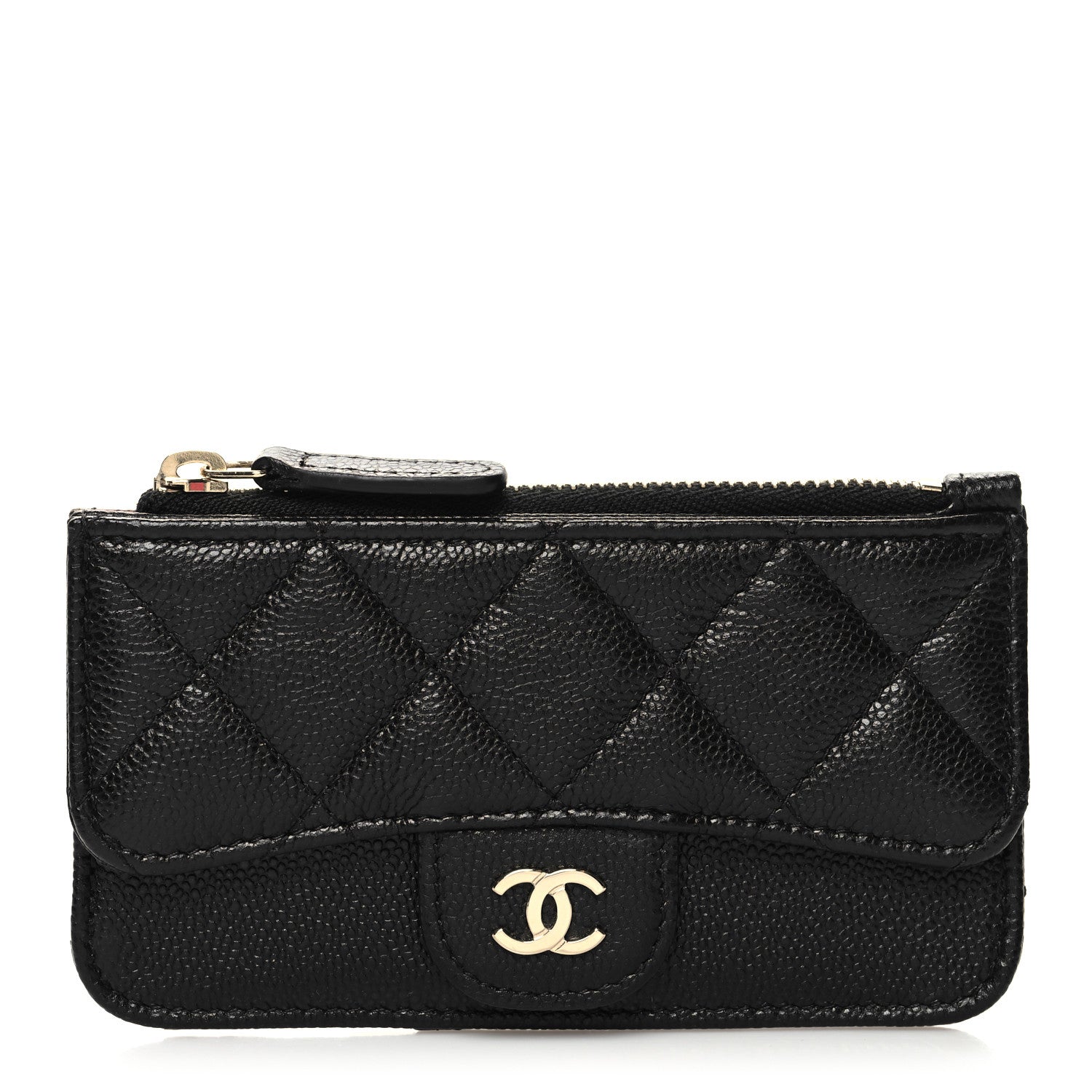 Chanel Caviar Quilted Flap Zip Card Holder Black 1 of 8