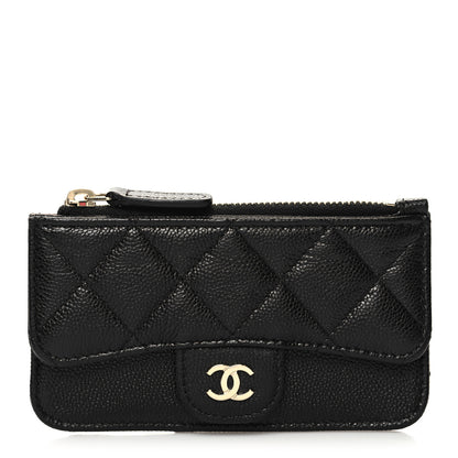 Chanel Caviar Quilted Flap Zip Card Holder Black 1 of 8
