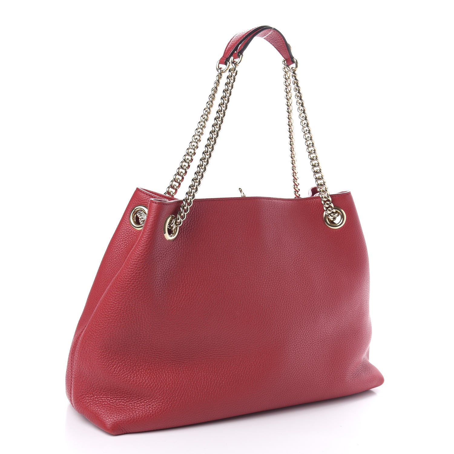 Gucci Pebbled Calfskin Medium Soho Chain Shoulder Bag Tabasco Red 3 of 10