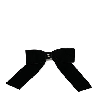 Chanel Velvet Bow CC Hair Clip Black 1 of 6