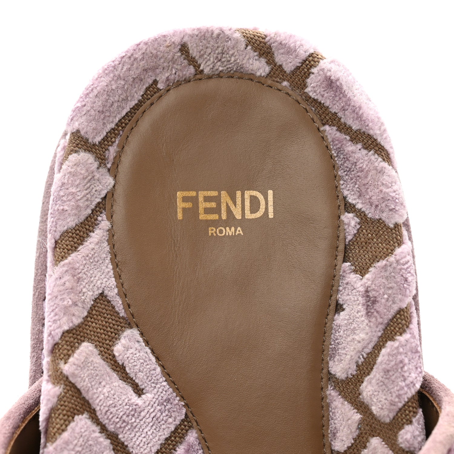 Fendi Jacquard Velvet FF Quilted Fendi Feel Buckled Slide Sandals 37 Purple 8 of 10