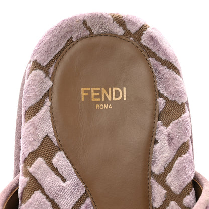 Fendi Jacquard Velvet FF Quilted Fendi Feel Buckled Slide Sandals 37 Purple 8 of 10