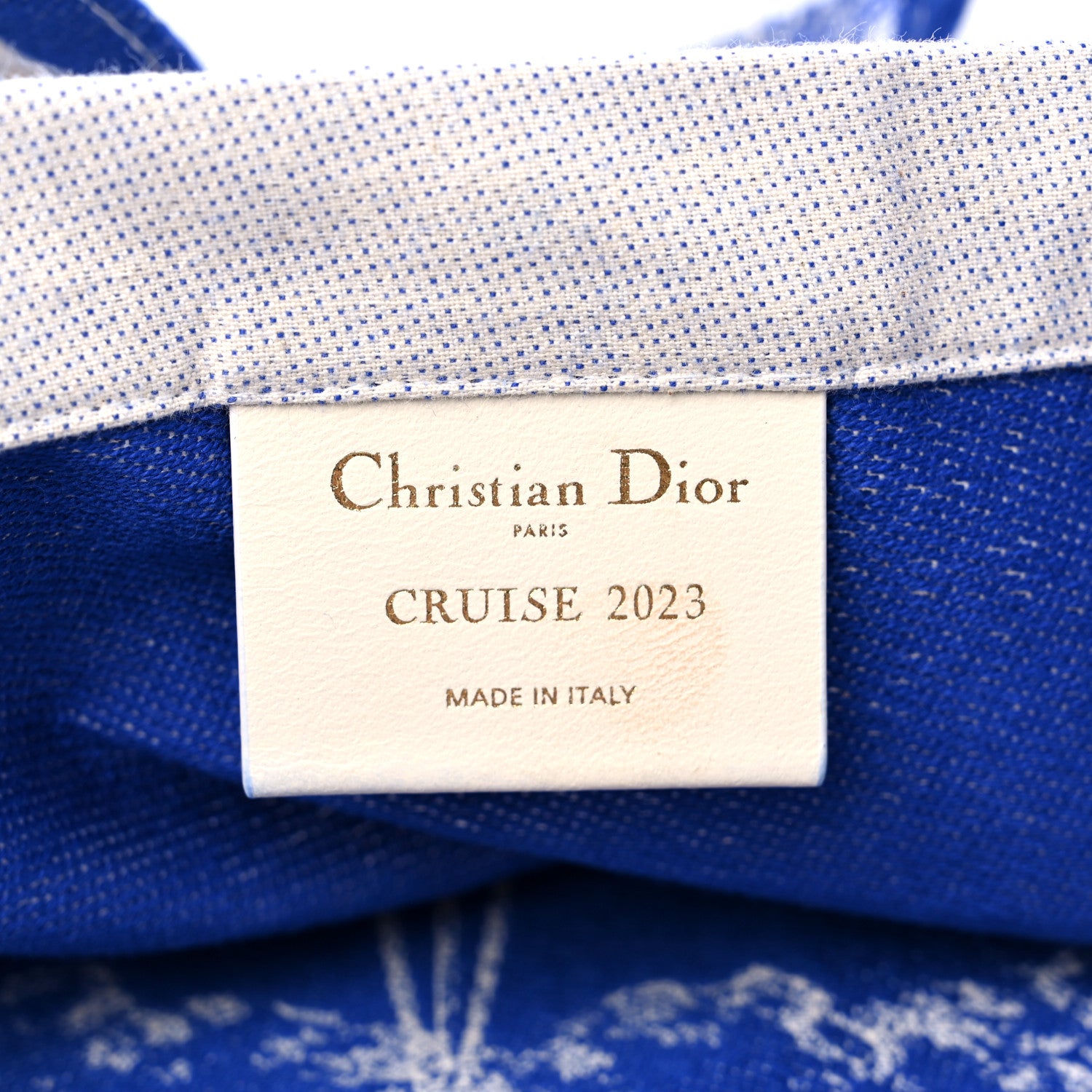Christian Dior Canvas Print Cruise Tote Ivory Blue 6 of 8