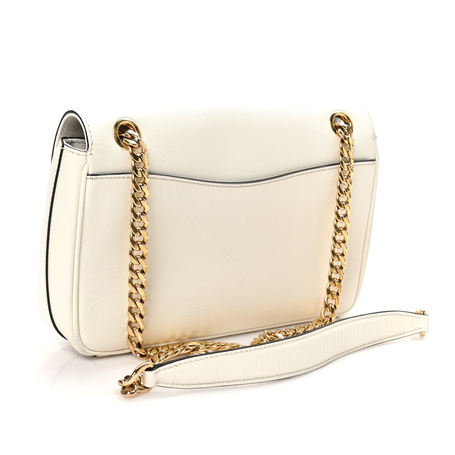 Prada Saffiano Flap Shoulder Bag Talco 3 of 9