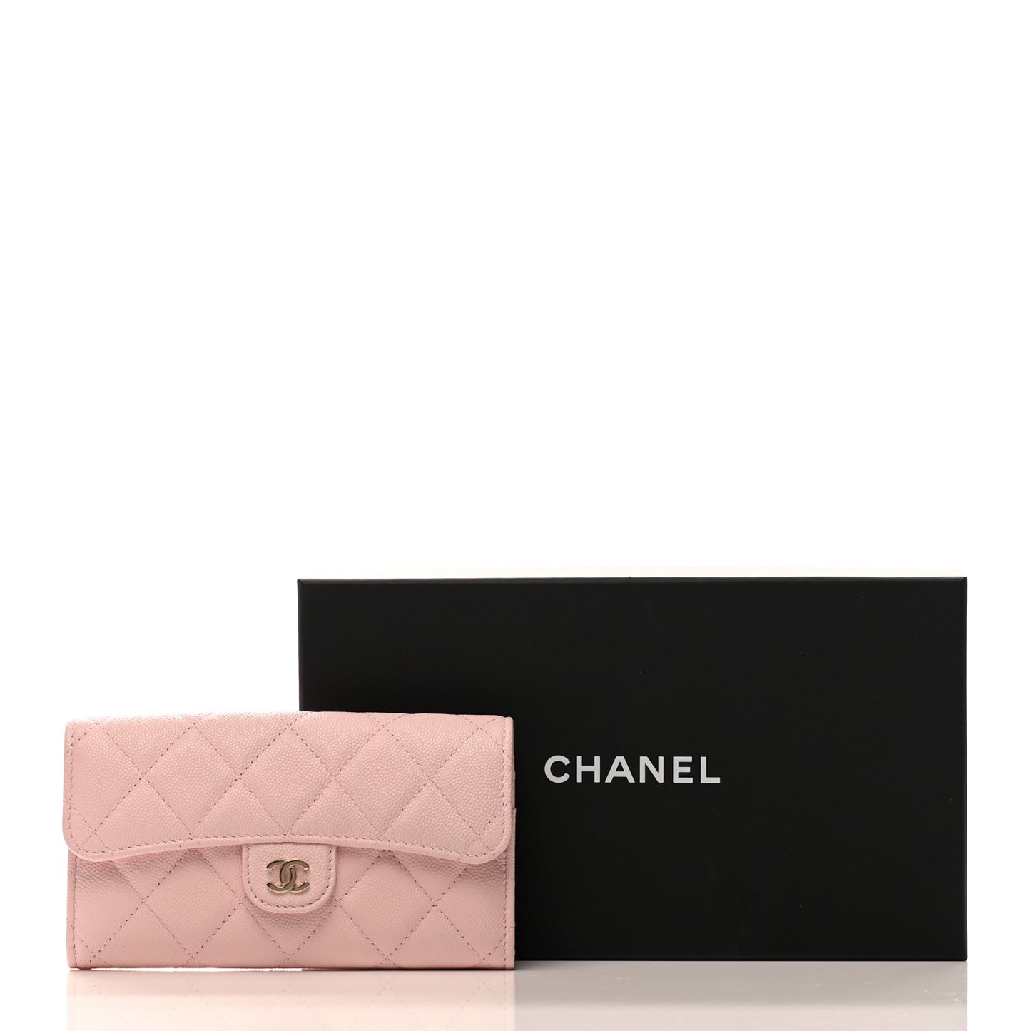 Caviar Quilted Medium Flap Wallet Light Pink