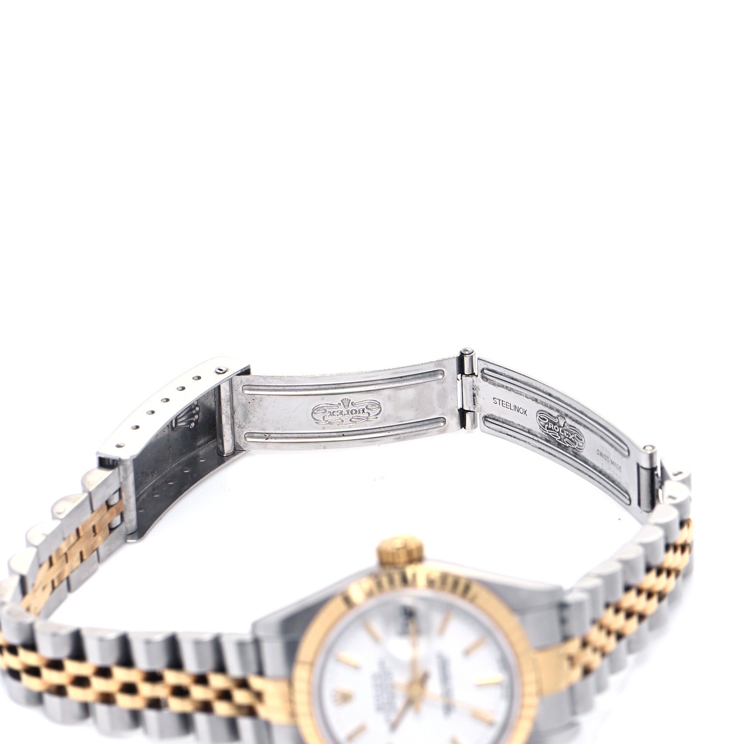 Rolex Stainless Steel 18K Yellow Gold 26mm Oyster Perpetual Datejust Watch White 79173 6 of 6