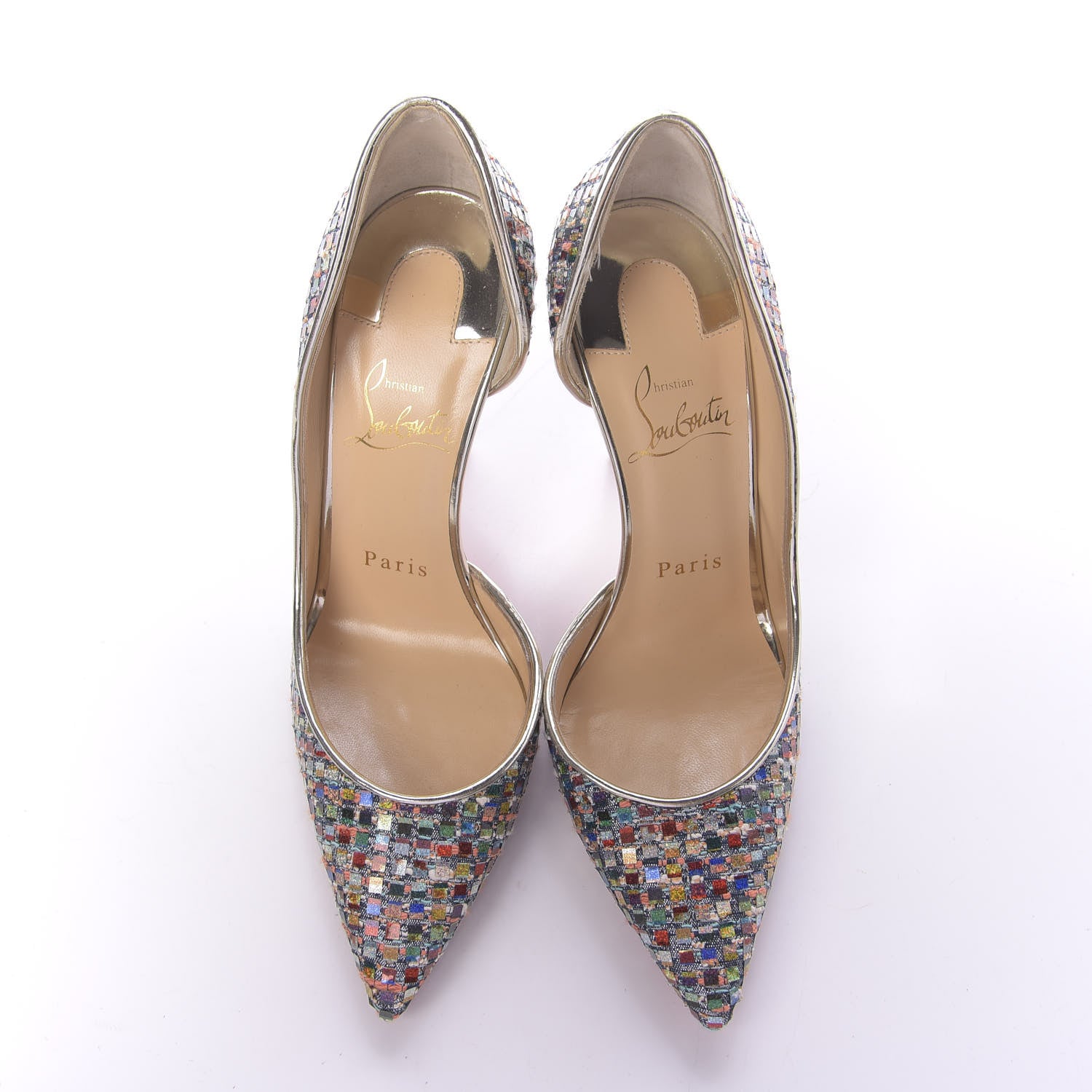 Christian Louboutin Tresse Vitraux Specchio Iriza 100 Pumps 35 Multicolor Silver 6 of 9