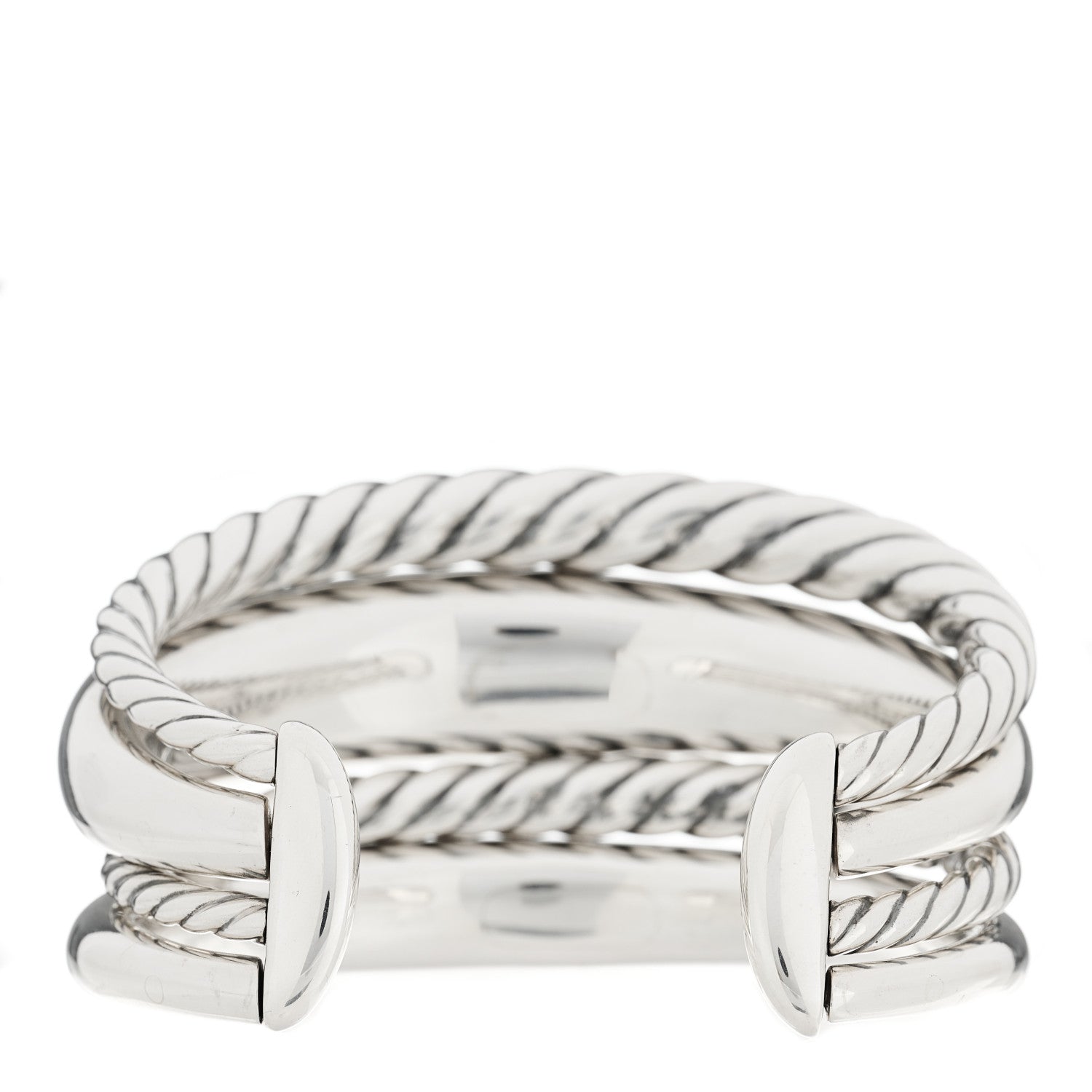 David Yurman Sterling Silver Pure Form Four-Row Cuff Bracelet 2 of 3