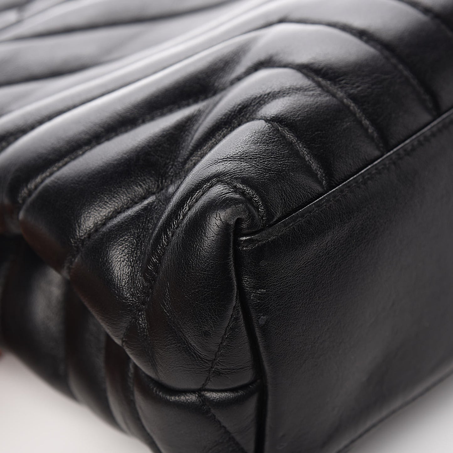 Calfskin Y Quilted Monogram Medium Loulou Chain Satchel Black