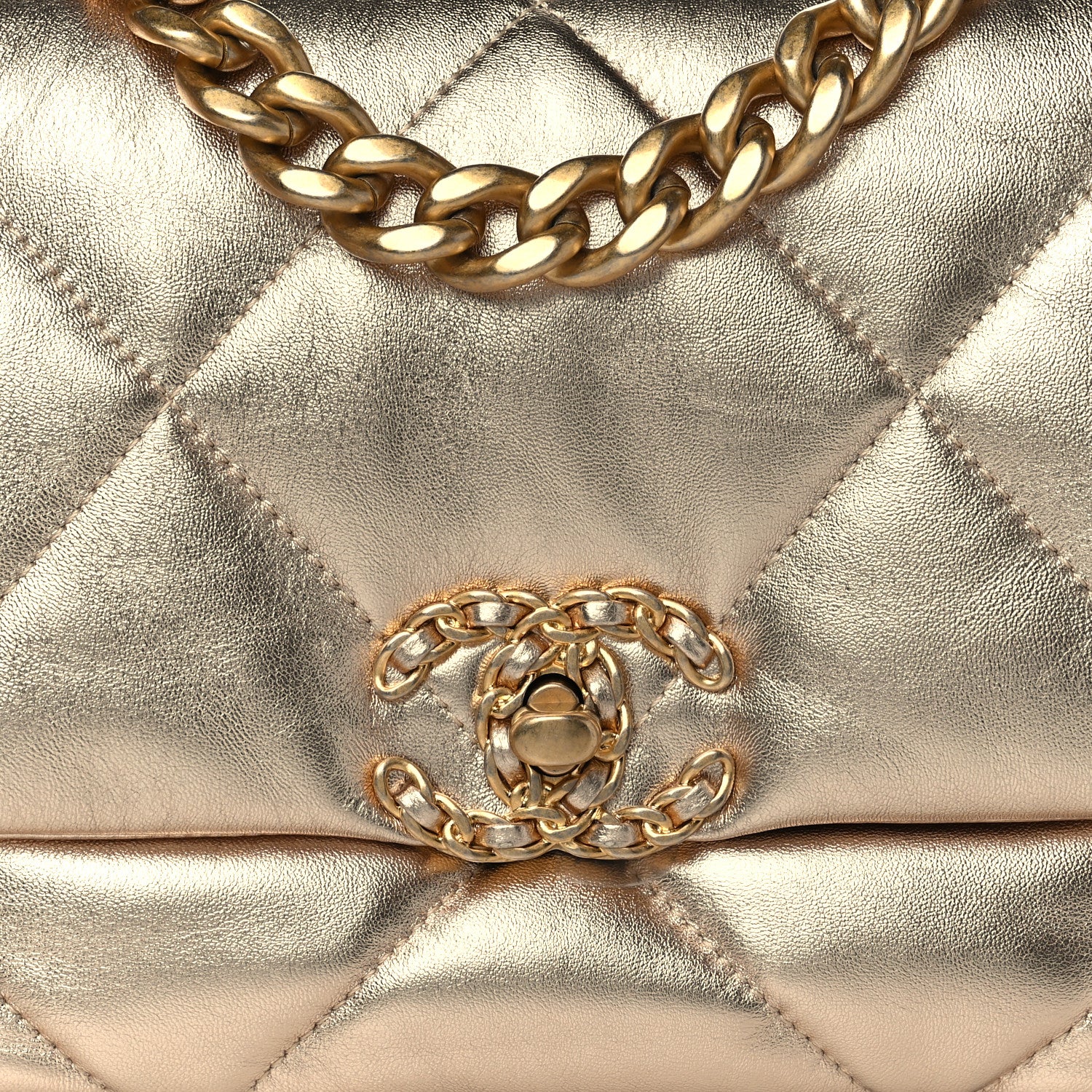 Chanel Metallic Lambskin Quilted Medium Chanel 19 Flap Gold 8 of 11