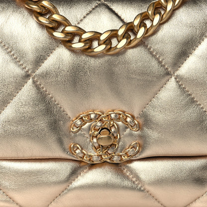 Chanel Metallic Lambskin Quilted Medium Chanel 19 Flap Gold 8 of 11