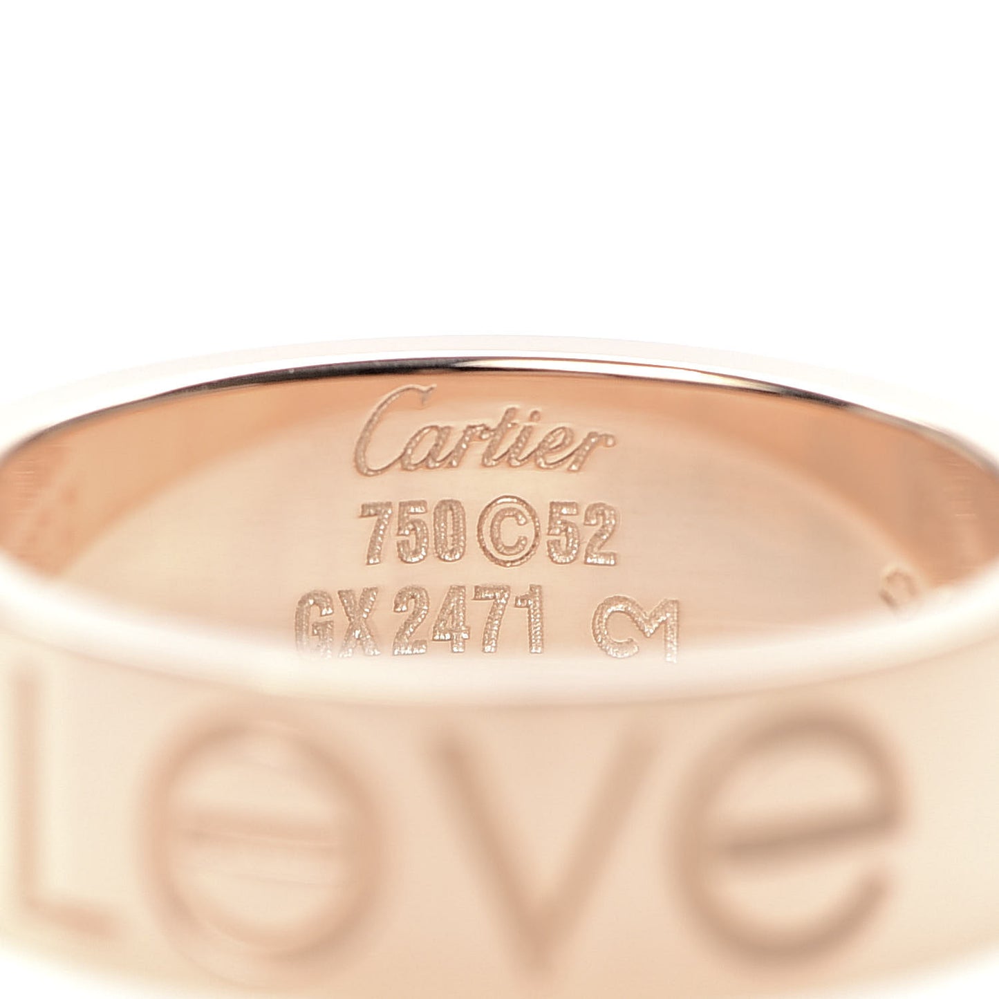 18K Pink Gold 5.5mm Engraved LOVE Ring 52 6