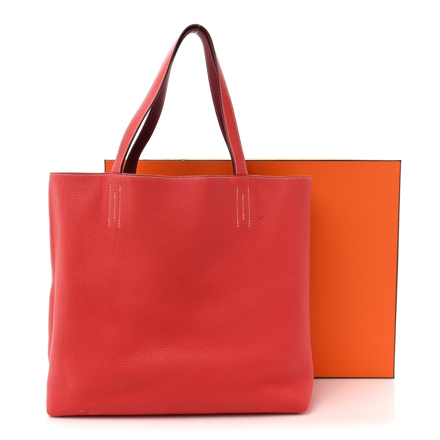 Hermes Taurillon Clemence Double Sens 36 Reversible Tote Rubis Bougainvillea 20 of 20