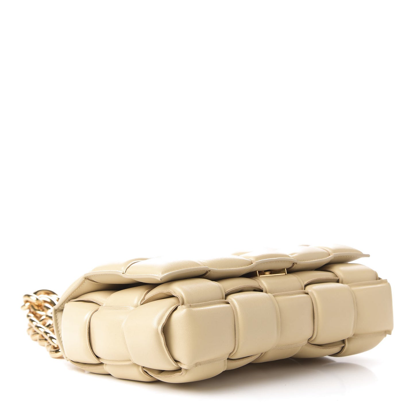 Lambskin Maxi Intreccio Padded Chain Cassette Crossbody Bag Porridge