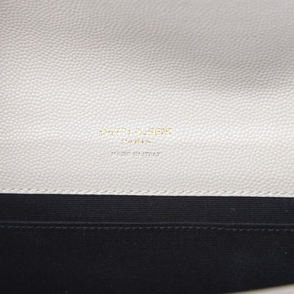 Saint Laurent Grain De Poudre Matelasse Chevron Monogram Envelope Clutch Blanc Vintage 6 of 11