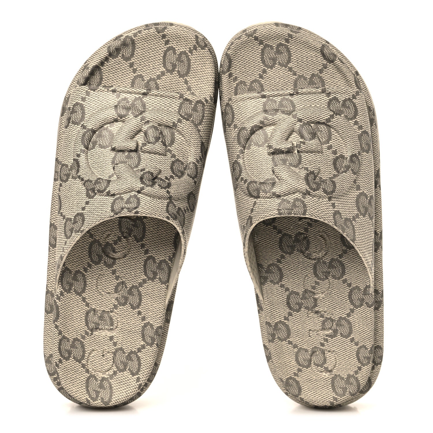 Gucci Cubic Rubber GG Monogram Womens Interlocking G Platform 42mm Slide Sandals 41 Beige Ebony 2 of 10