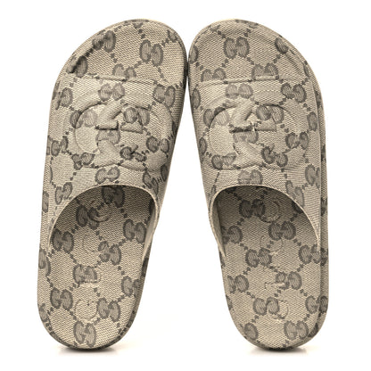 Gucci Cubic Rubber GG Monogram Womens Interlocking G Platform 42mm Slide Sandals 41 Beige Ebony 2 of 10
