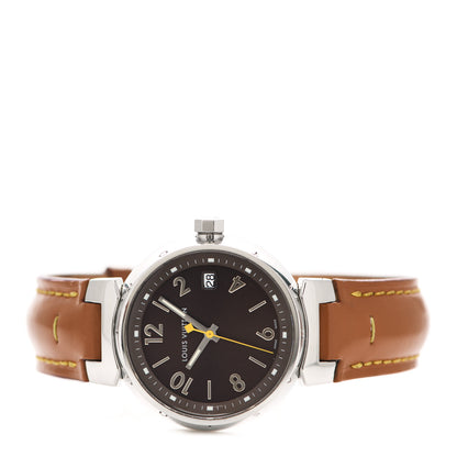 Louis Vuitton Stainless Steel Calfskin 31mm Tambour Quartz Watch Brown 2 of 5