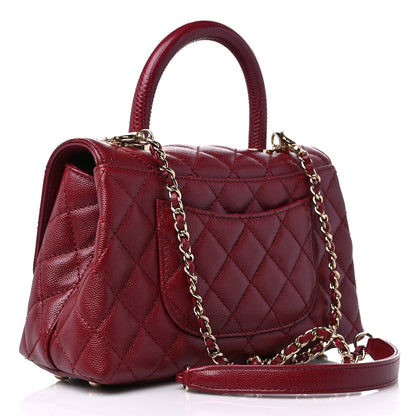 Chanel Caviar Lizard Embossed Quilted Mini Coco Handle Flap Burgundy 3 of 10