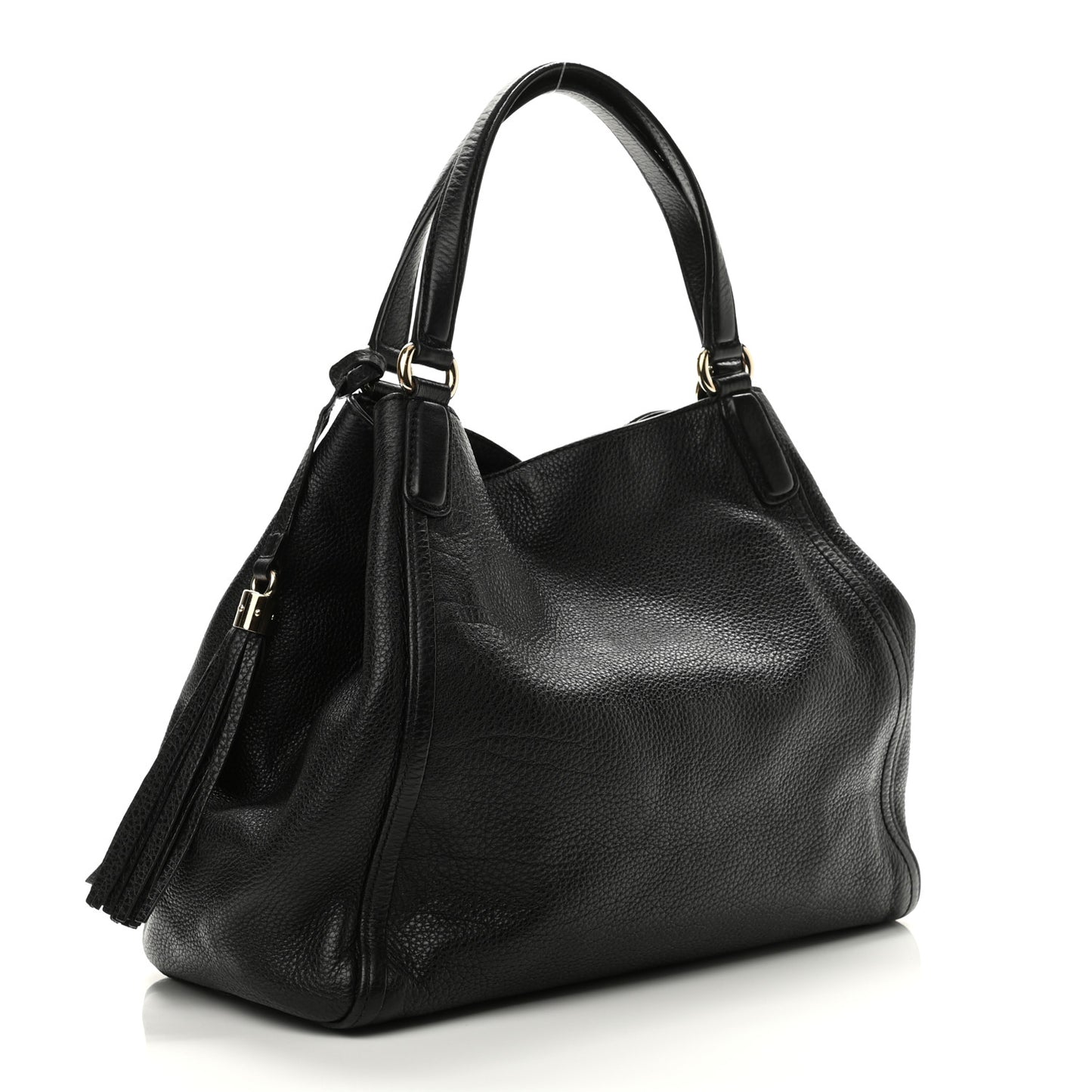 Pebbled Calfskin Medium Soho Shoulder Bag Black