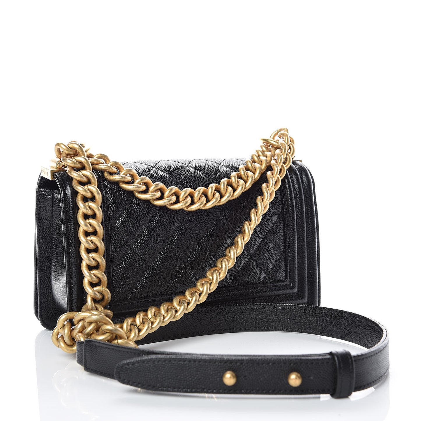 Caviar Quilted Small Boy Flap Black