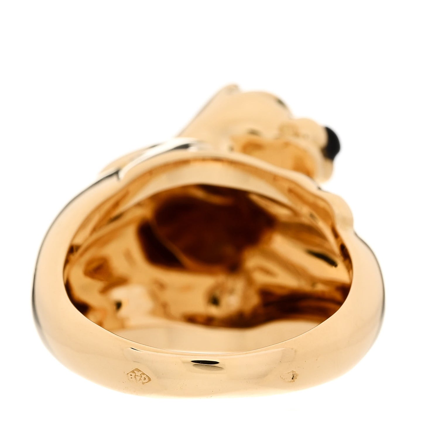 18K Yellow Gold Black Onyx Emerald Double Panthère De Cartier Bypass Ring 51 5.75