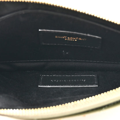 Saint Laurent Grain De Poudre Chevron Monogram Large Bill Pouch Light Sage 5 of 10