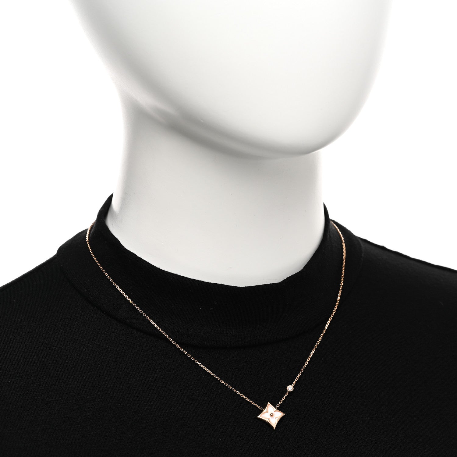 Louis Vuitton 18K Pink Gold Diamond Pink Mother of Pearl Color Blossom BB Star Pendant Necklace 2 of 6