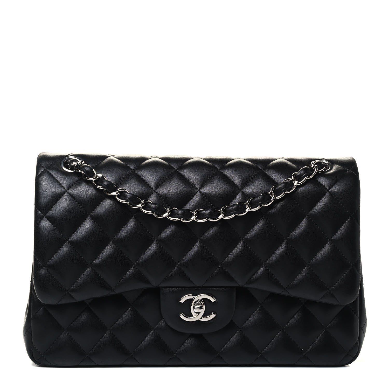 Chanel Lambskin Quilted Jumbo Double Flap Black 1 of 4