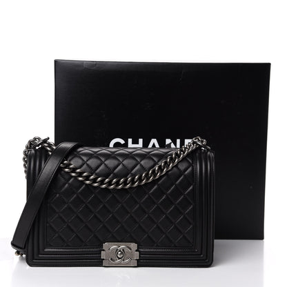 Chanel Metallic Calfskin Quilted New Medium Boy Flap Black 13 of 13