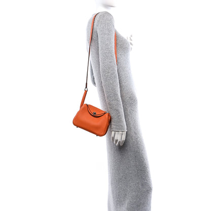 Hermes Taurillon Clemence Mini Lindy 20 Orange Minium 2 of 10