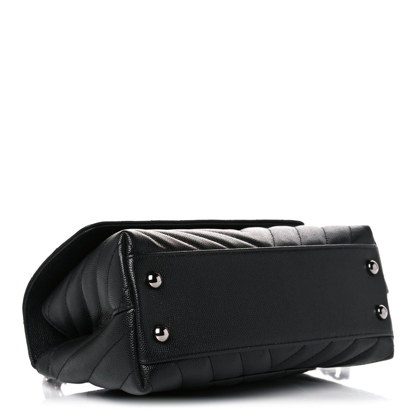 Caviar Chevron Quilted Mini Coco Handle Flap Black