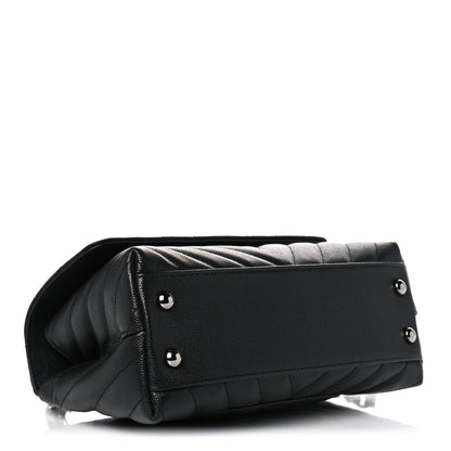 Chanel Caviar Chevron Quilted Mini Coco Handle Flap Black 4 of 9