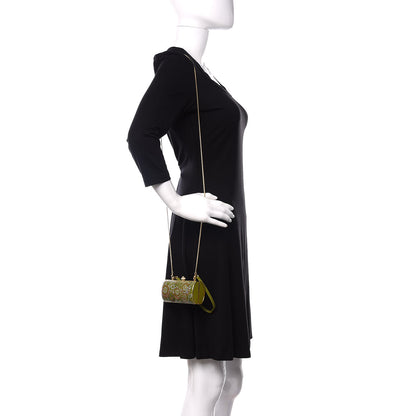 Judith Leiber Patent Crystal Clutch Green Gold 2 of 10