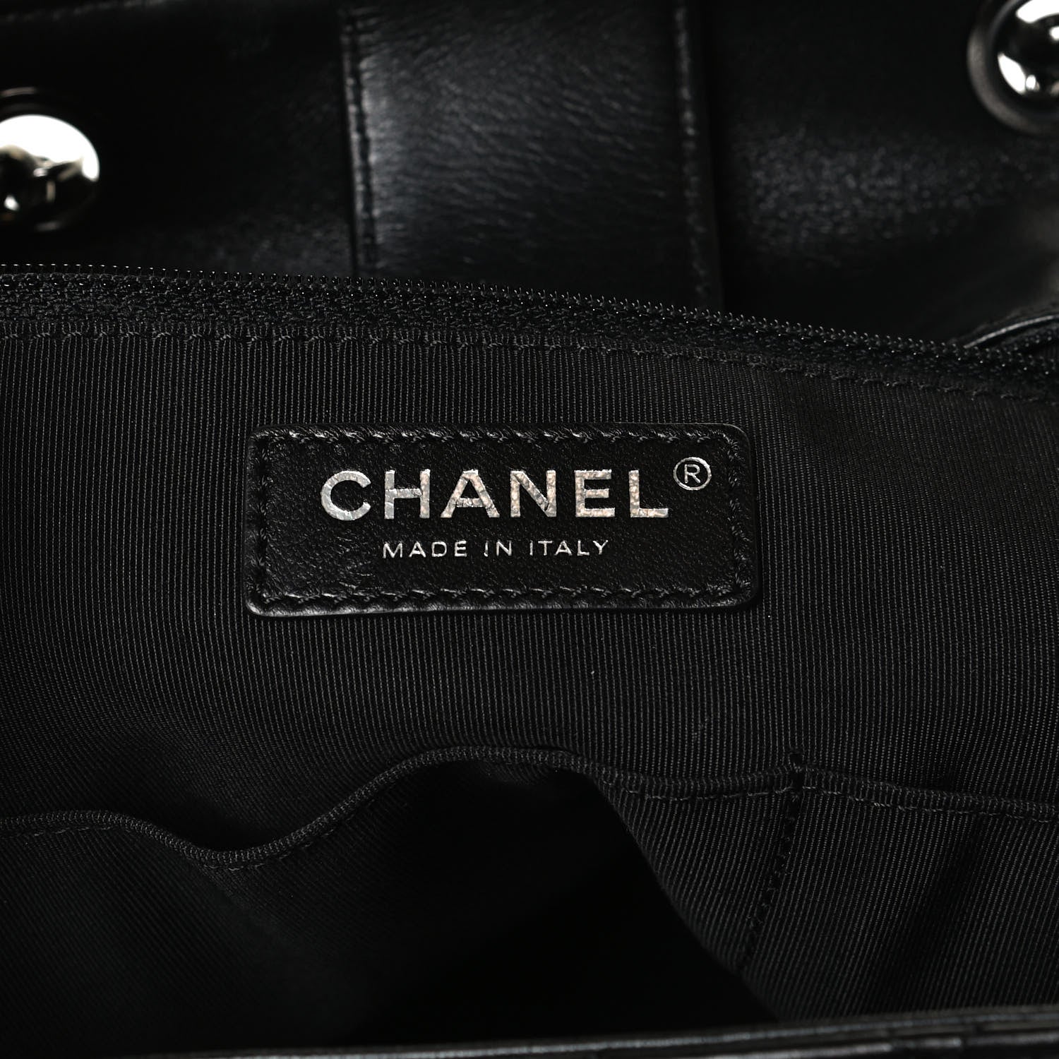 Chanel Lambskin Quilted Large Drawstring Bag Black 6 of 10