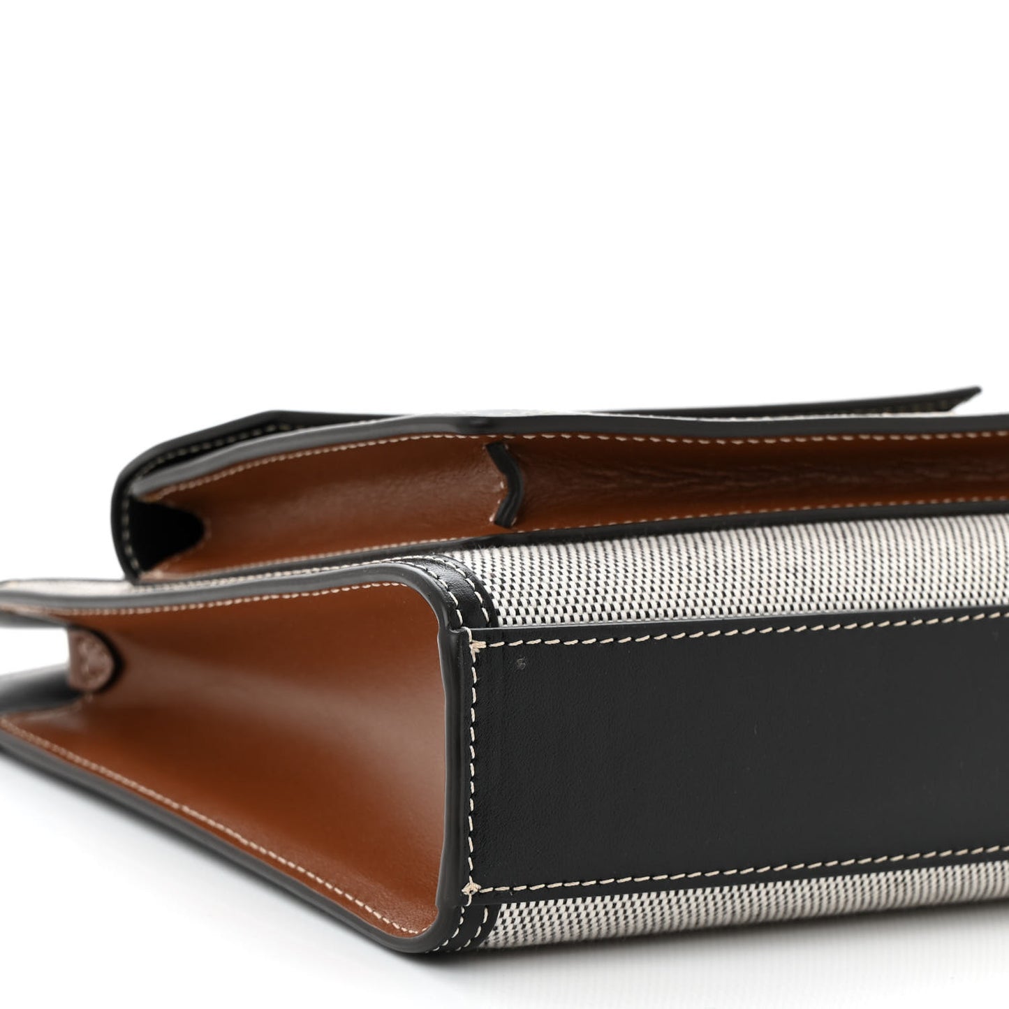 Smooth Calfskin Canvas Two Tone Mini Pocket Bag Black Tan