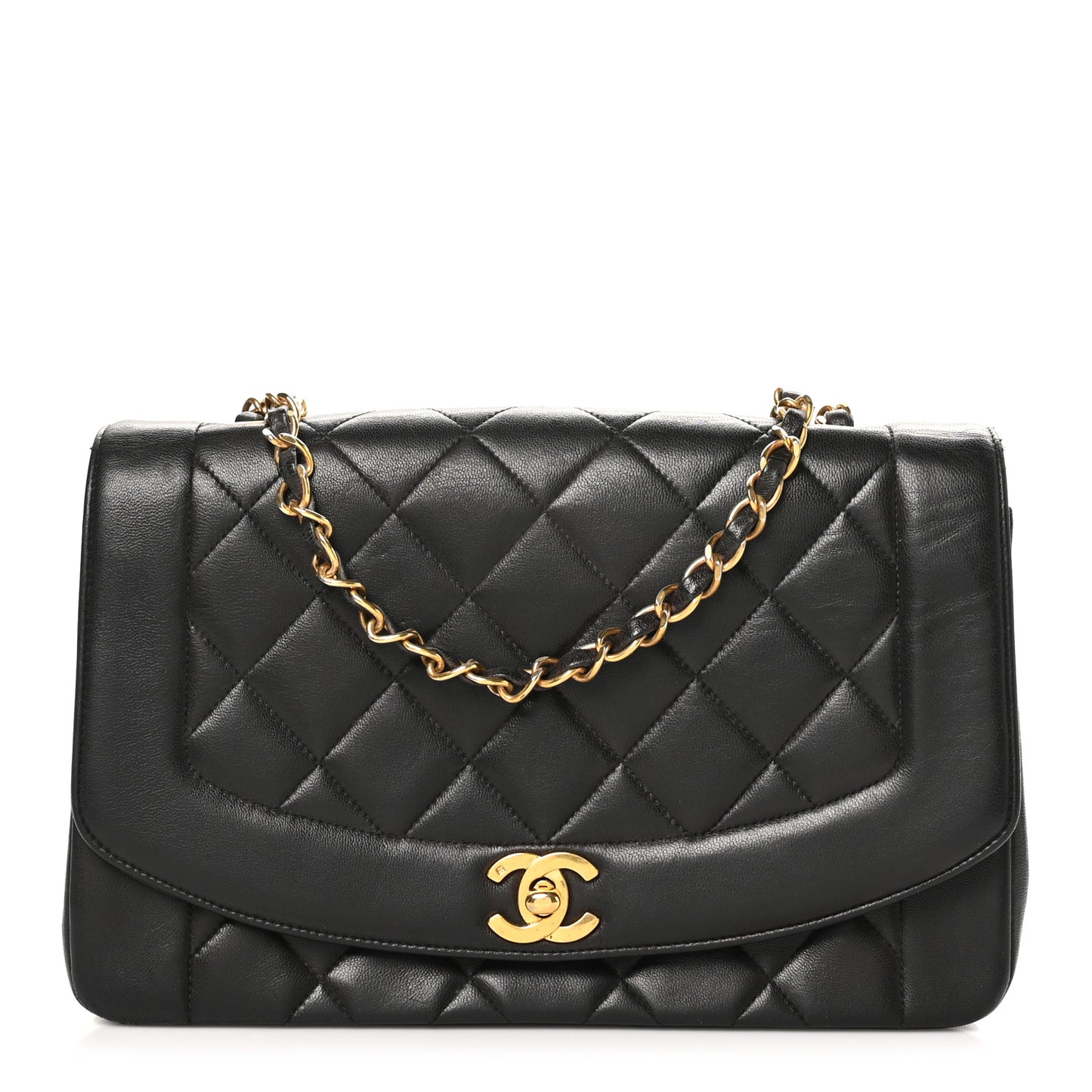 Lambskin Quilted Medium Single Flap Black