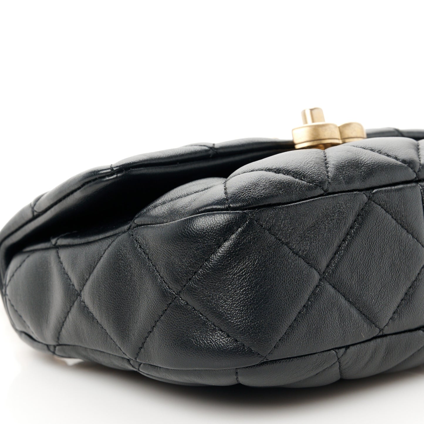 Lambskin Quilted Mini Lacquered Chain Flap Black