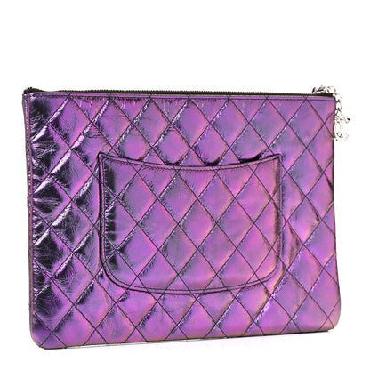 Chanel Iridescent Crumpled Calfskin CC Ripples Medium Cosmetic Case Purple 3 of 12