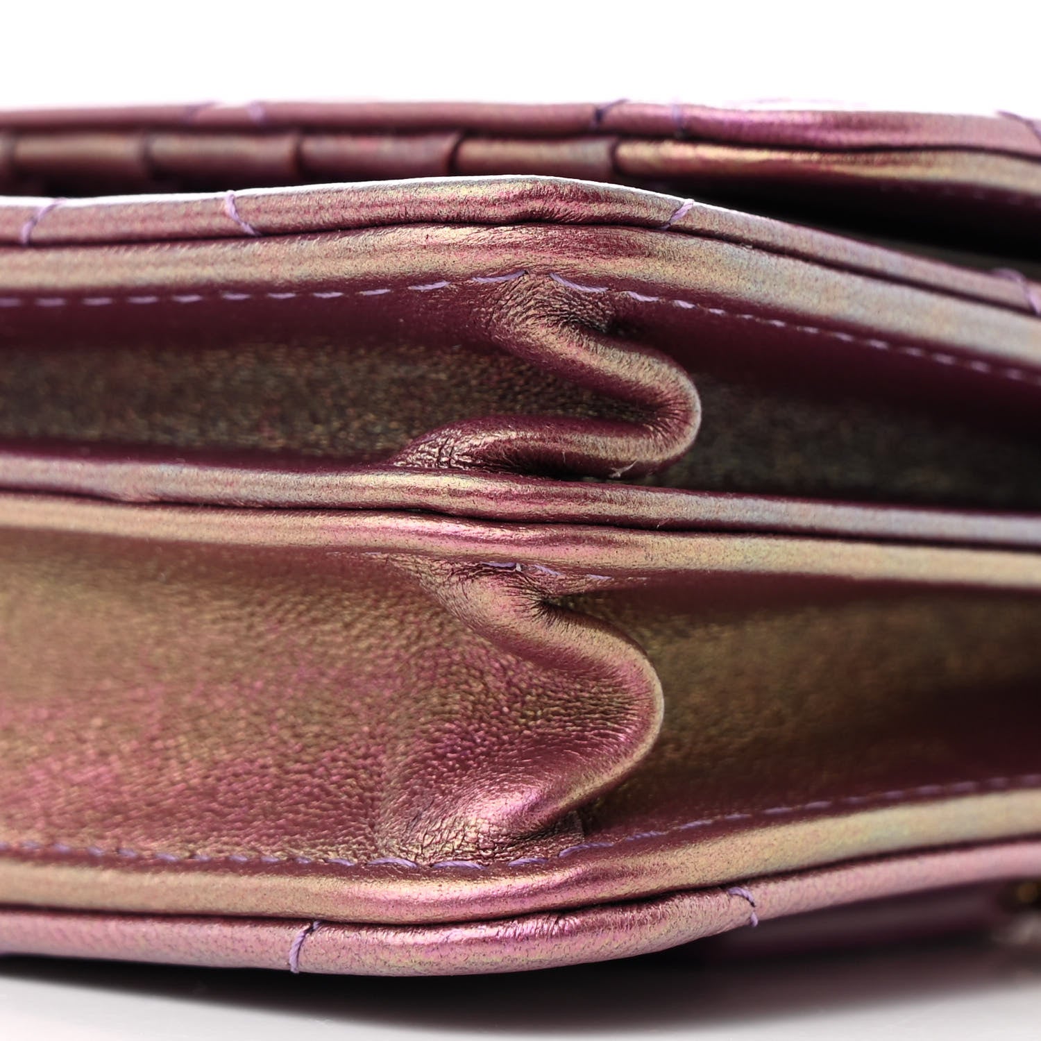 Chanel Iridescent Lambskin Quilted Mini Wallet On Chain WOC Purple 11 of 12