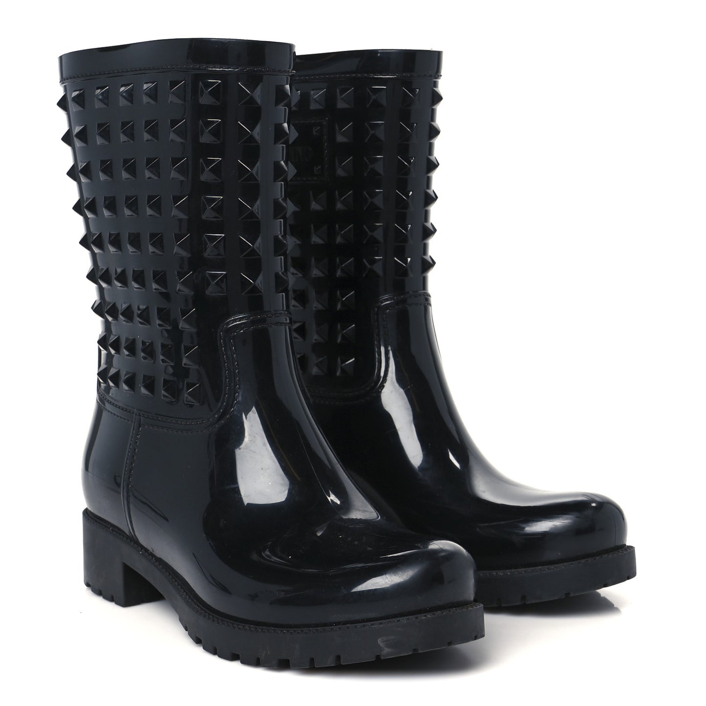 Rubber Rockstud Short Rainboots 38 Black