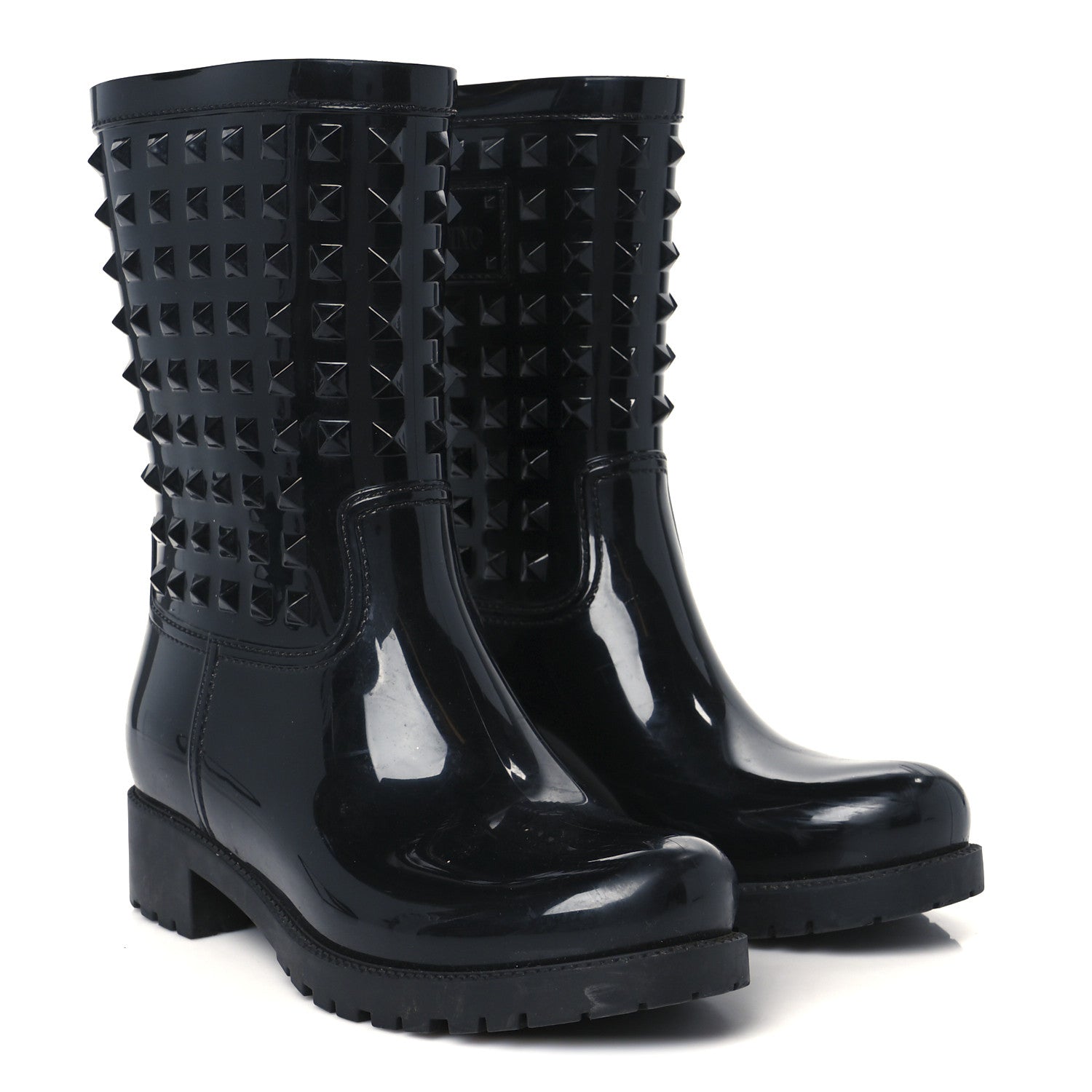Valentino Garavani Rubber Rockstud Short Rainboots 38 Black 5 of 8